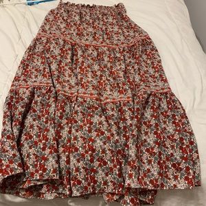 Max Studio Red and White Floral Maxi Skirt